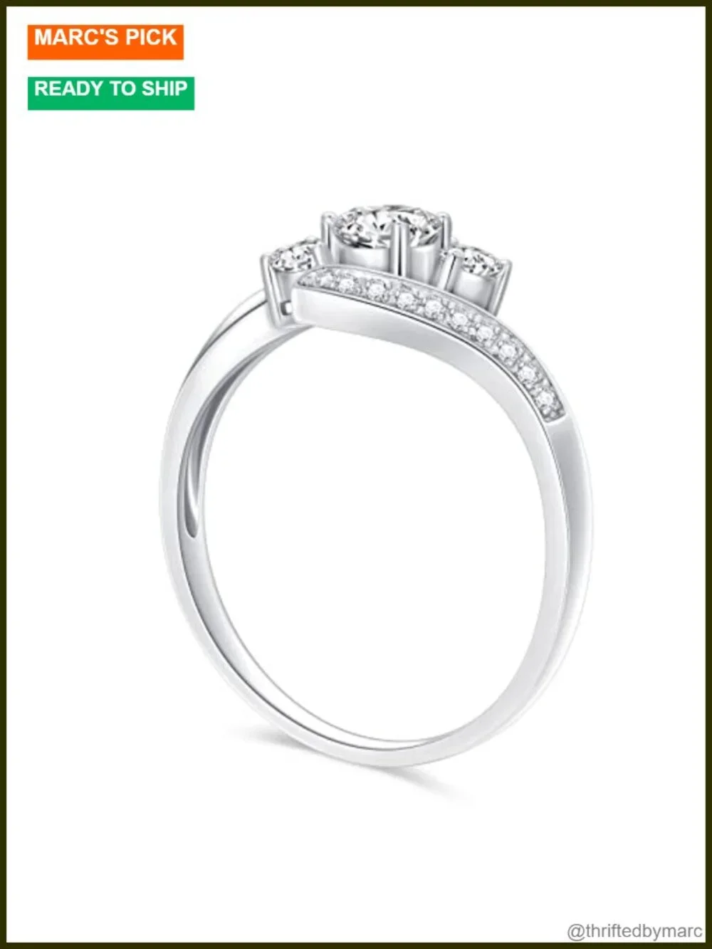 Moissanite Engagement Ring Platinum Plated Silver Cathedral Style Custom Size